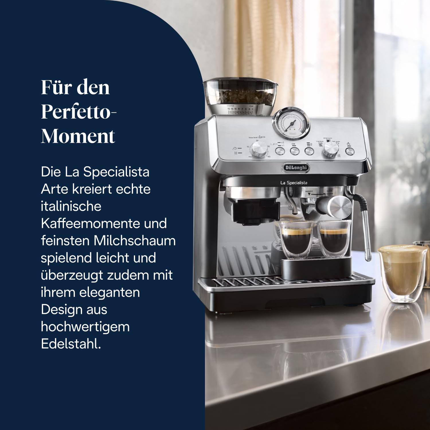 De'Longhi La Specialista Arte EC9155.MB Espressomaschine mit Mahlwerk 15 Bar 1550W Edelstahl/Schwarz inkl. Barista-Kit