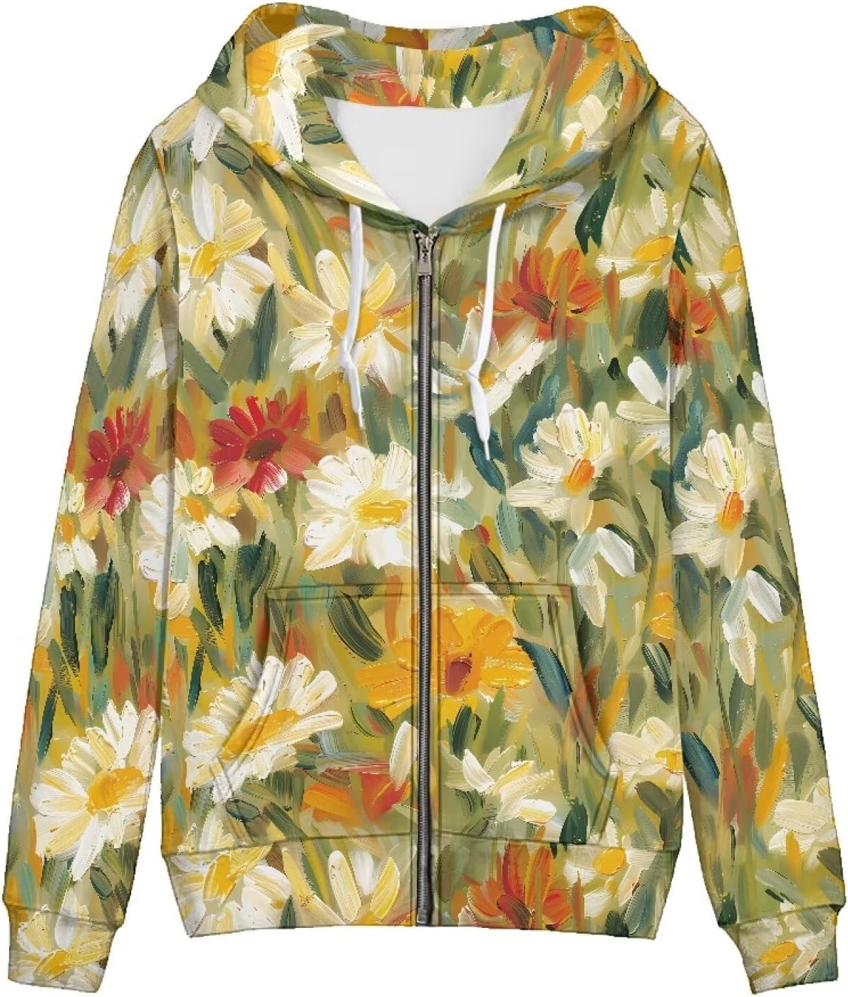 Amzbeauty Long Sleeve Hoodies For Women Zip Up Cute Printed Casual Drawstring Hooded Sweatshirts