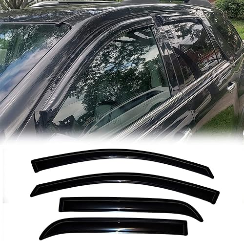 Miniatura 2 de 94632 Juego de deflectores de ventana lateral, 4 protectores de lluvia con cinta adhesiva para montaje exterior, viseras de viento para GMC Acadia