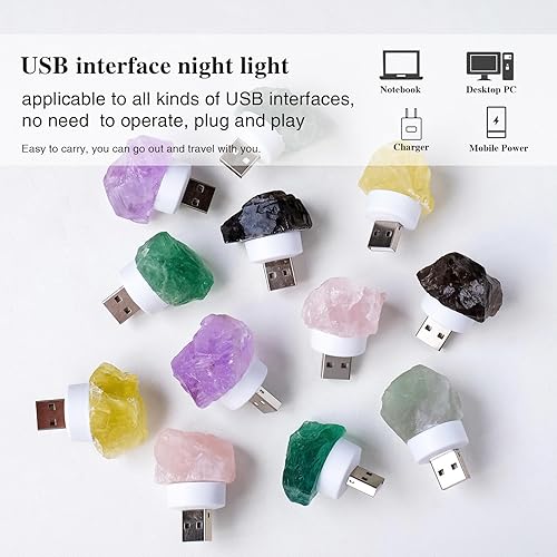 Miniatura 6 de Runyangshi 2PCS Natural Amethyst Night Lamps 1.2-1.6in Raw Stone Healing Crystal Irregular Crystals Gem Bedroom Night Lamp Home Decor Gifts