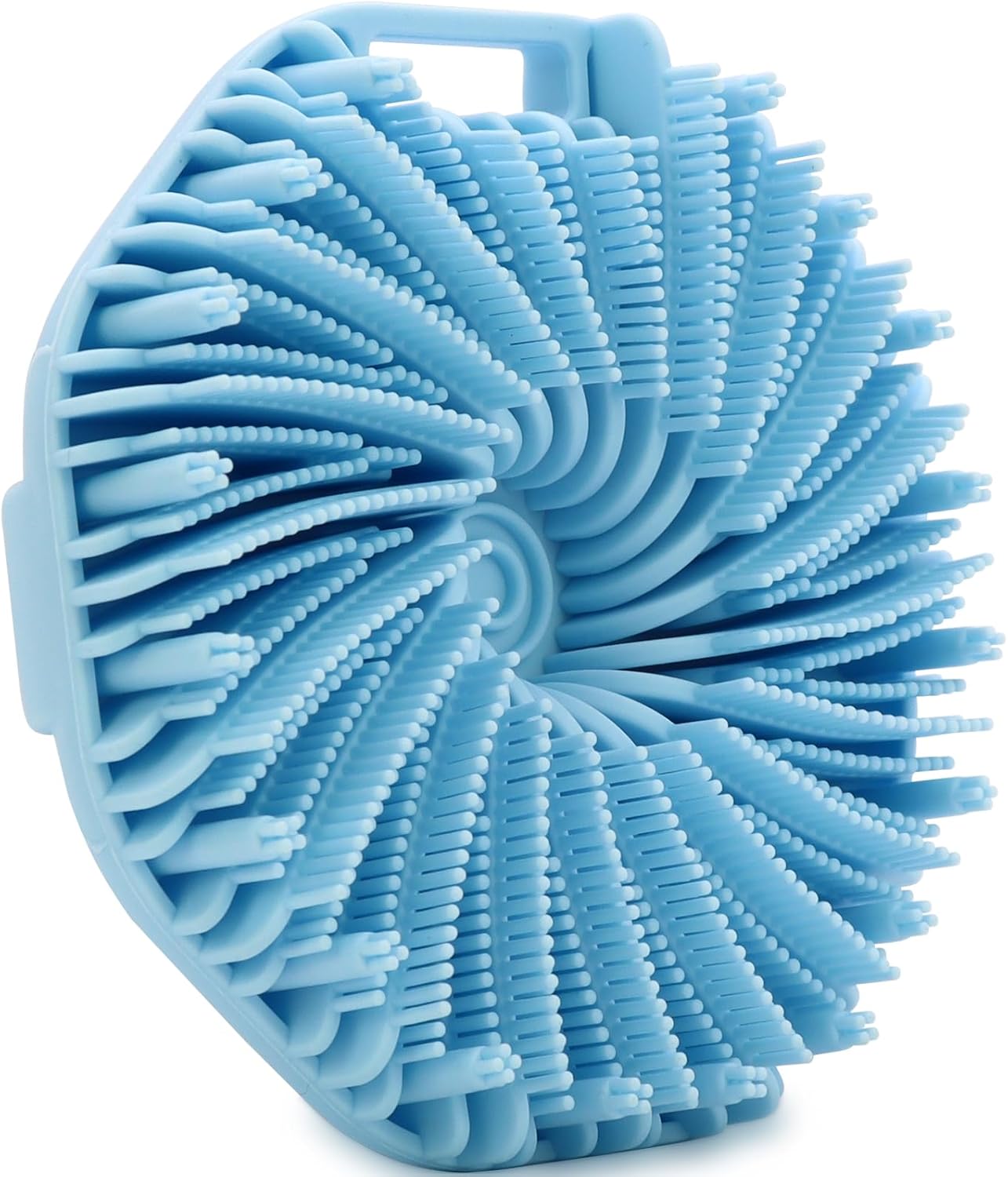 Silicone Body Scrubber, Body Wash Scrubber, Shower Scrubber for Body, Non-Slip Handle for Easy Cleaning, Travel Friendly (Blue)