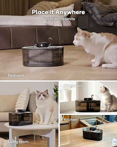 Miniatura 2 de Fuente de agua inalámbrica para gatos, fuente inalámbrica de 108 oz3.2 L para beber, fuentes de agua para mascotas para gatos en interiores,
