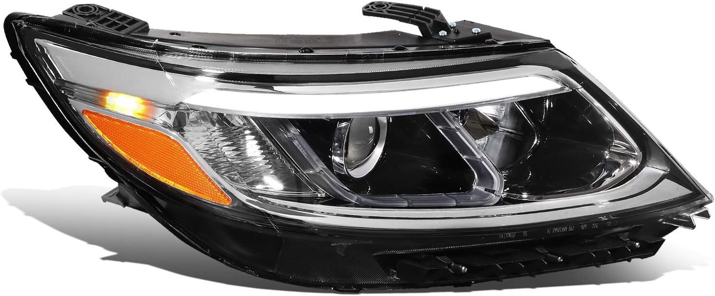Auto Dynasty LED DRL Projector Headlight Lamp Compatible with Sorento EX SX 2014-2015, Driver Left Side, Black Housing Amber Corner