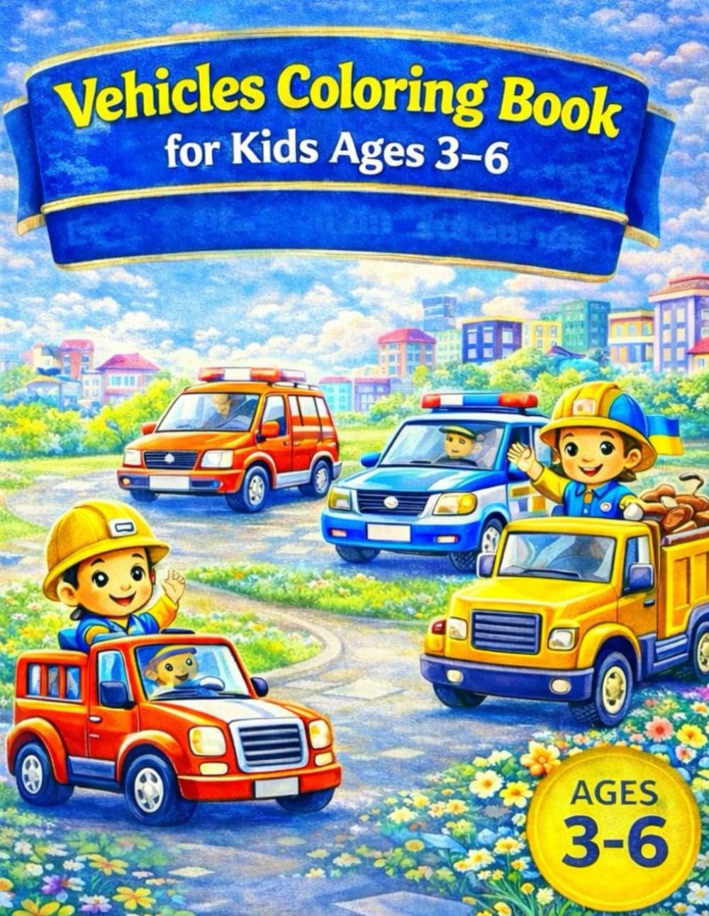 Vehicles Coloring Book for Kids: Fun Cars, Trucks & Machines Coloring Pages | Ages 3–6