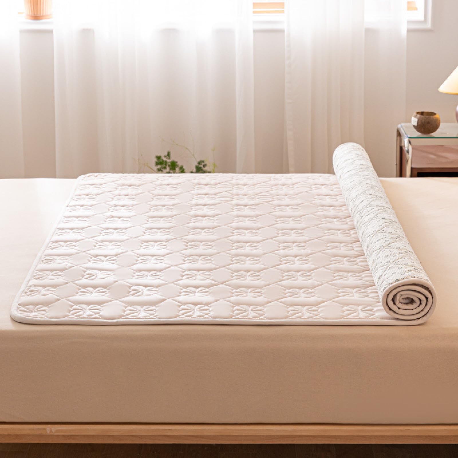 Matratzenschoner 200 x 220 cm Gesteppt Blau grau Washbare Matratenauflage für Komfort und Fernhalten von Schmutz Matratzenschoner für Matratzen und Boxspringbett