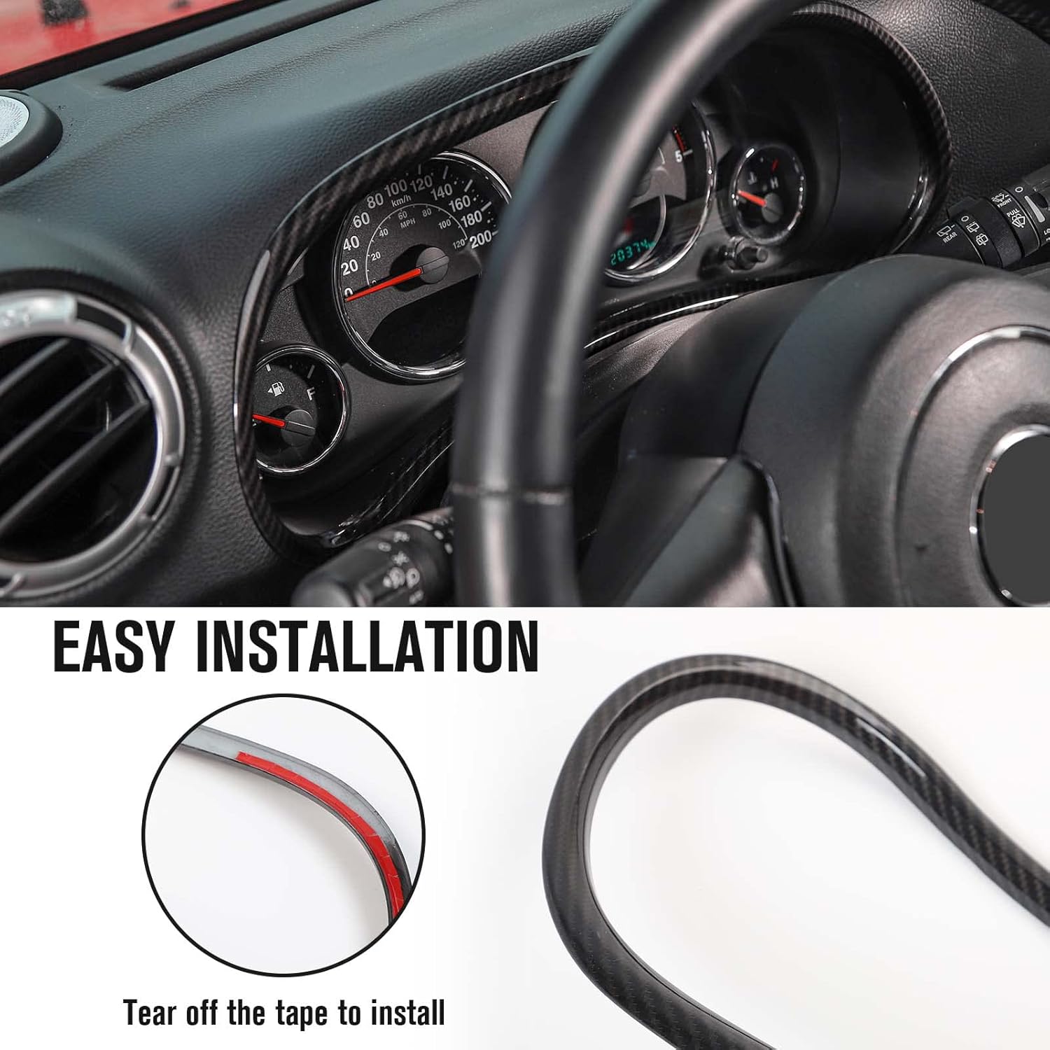Jimen Compatible with 2011-2018 Jeep Wrangler JK & Unlimited Instrument Panel Trim Cover Dashboard Accessories (Carbon Fiber)