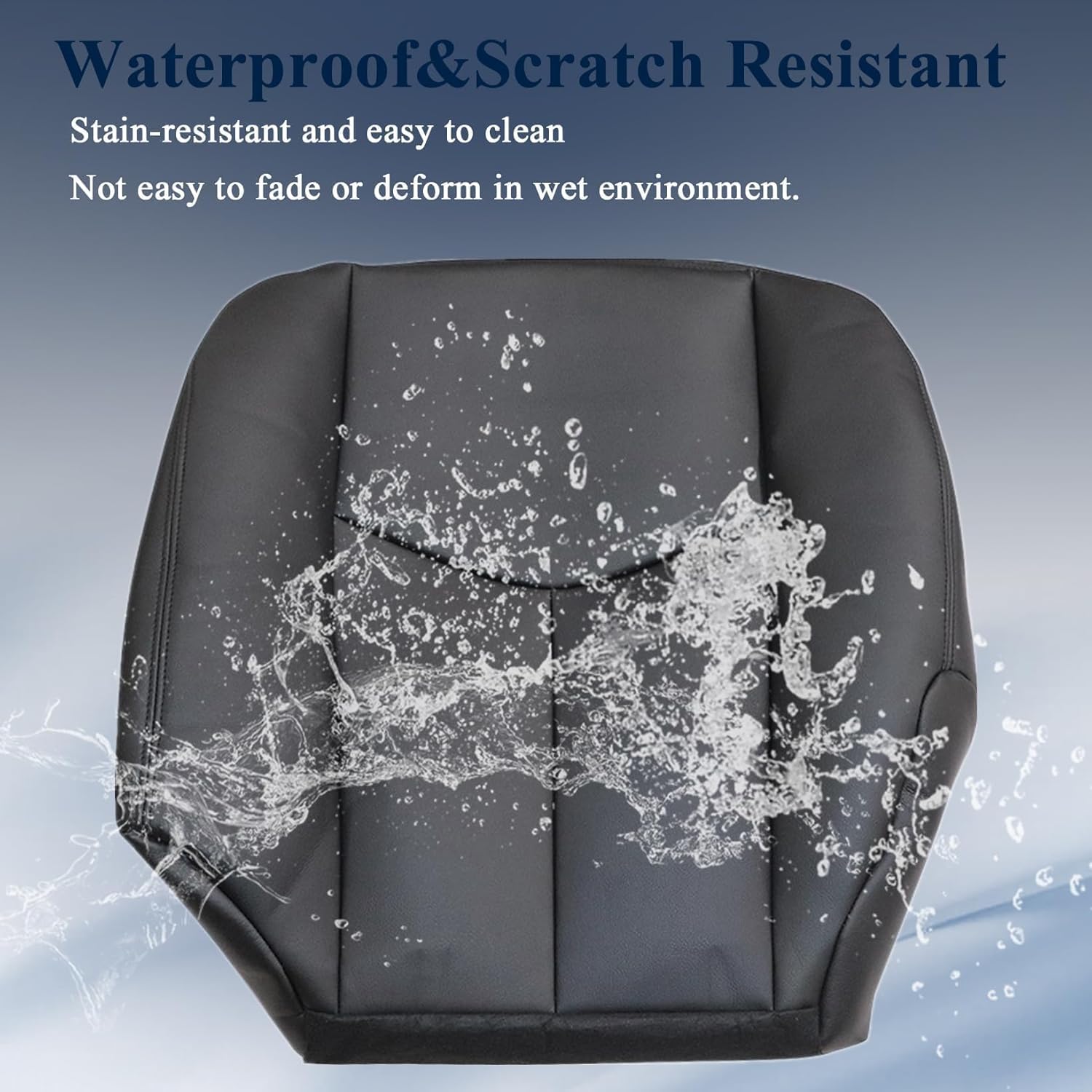 NLQR Black Front Driver Side Bottom Replacement Leather Seat Cover Compatible with Chevy Silverado Tahoe Suburban Avalanche GMC Yukon Sierra 1500 2500 3500 HD 2003 2004 2005 2006 2007
