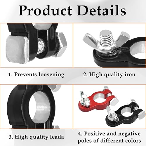 Miniatura 3 de SDTC Tech Terminales de batería para poste superior de batería para RV, motocicleta, automóvil, camión, barco, caravana (1 par)