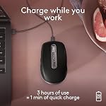 Logitech MX Anywhere 3S for Mac, Compact Wireless Bluetooth Mouse, 8K DPI Any-Surface Tracking, Quiet Clicks, USB C, Wireless Mouse for MacBook Pro, MacBook Air, iMac, iPad - Space Grey