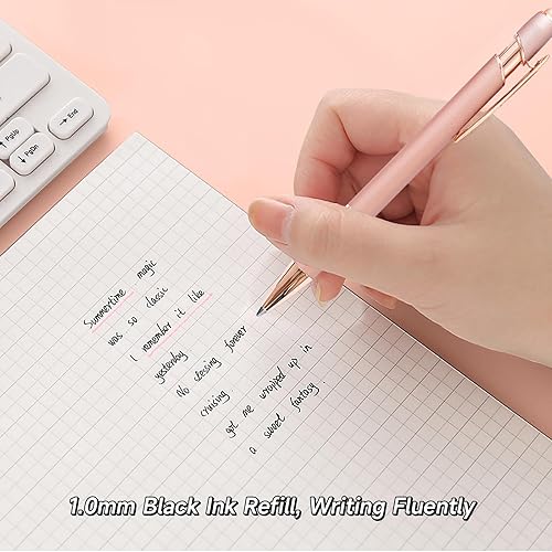 Miniatura 5 de Bonitos bolígrafos para mujer, 6 bolígrafos de oro rosa, bolígrafo de metal a granel, punta media de 0.039 in, tinta negra, suministros de oficina y
