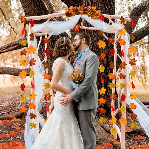 Miniatura 4 de FHzytg Guirnalda de hojas de arce de otoño, hojas de arce artificiales de otoño, guirnalda colgante de vid para el hogar, jardín, cocina, oficina,