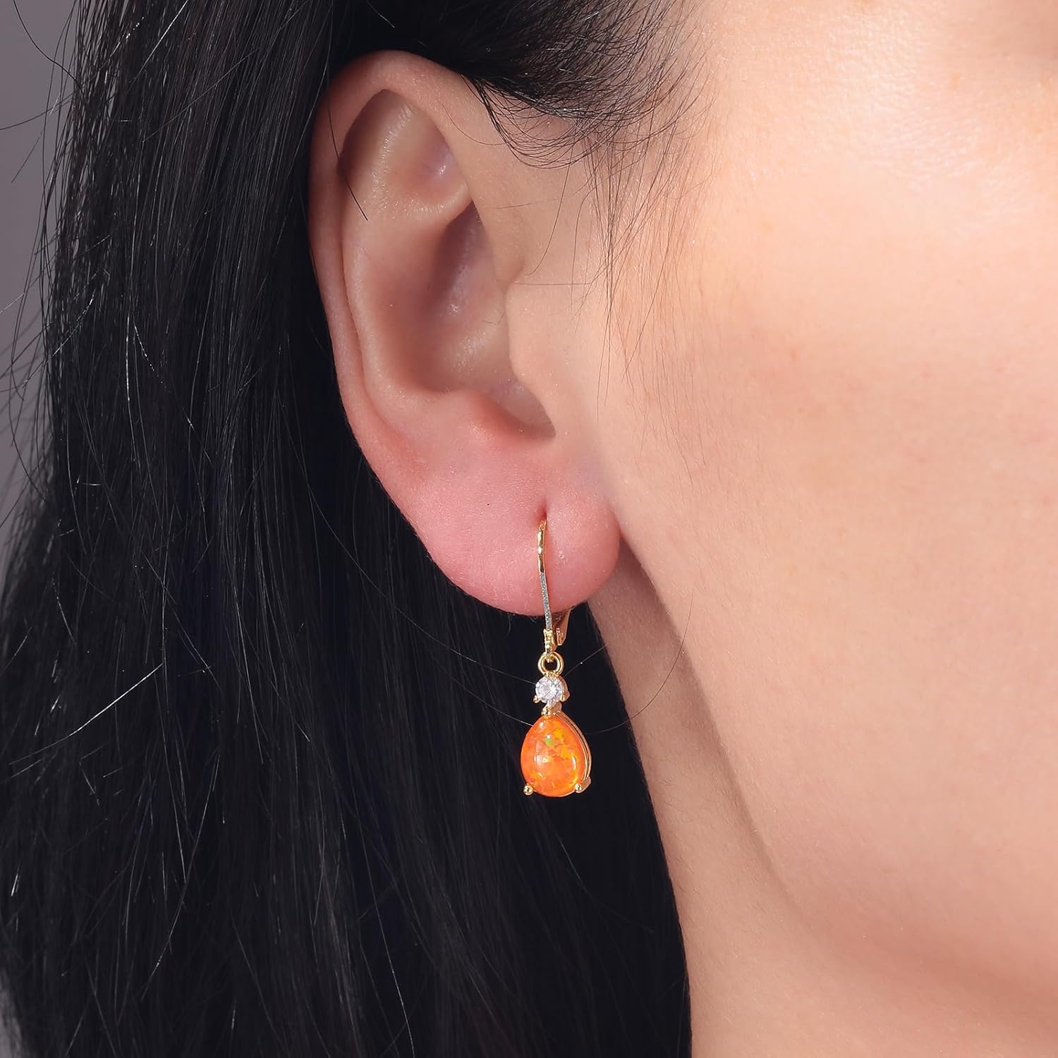 CiNily Leverback Opal Dangle Drop Earrings For Women Girls 14K Gold Plated Teardrop Earrings - Image 2