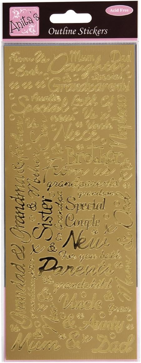Anitas Outline Stickers, Couples, Gold, for Scrapbooking, Card Making, Kids Play, Homework, Art, Craft, Embelish, Decorative, Paper, Card, Glass, Metal, Plastic, Foam