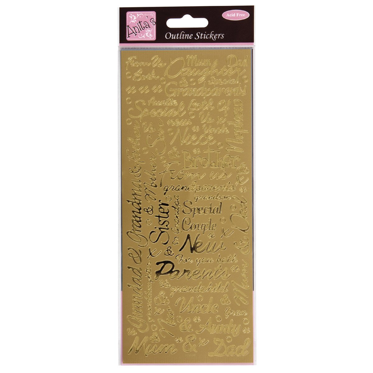 Anita's Gold Outline Stickers, Couples, For Scrapbooking, Card Making, Kids Play, Homework, Art, Craft, Embelish, Decorative, Paper, Card, Glass, Metal, Plastic, Foam