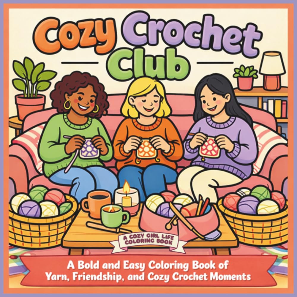 Cozy Crochet Club: A Bold and Easy Coloring Book of Yarn, Friendship, and Cozy Crochet Moments (Cozy Girl Life)