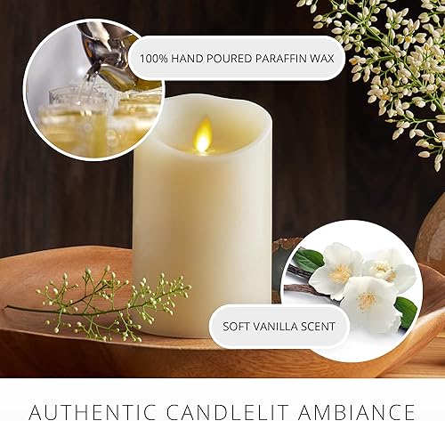 Miniatura 5 de Luminara Vela LED de pilar sin llama móvil con aroma a miel de vainilla, marfil perfumado - 5 pulgadas