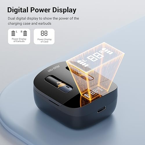 Miniatura 3 de Auriculares inalámbricos Bluetooth 5.3 con estuche de carga, auriculares ligeros con micrófono para teléfonos celulares AndroidiOS, auriculares