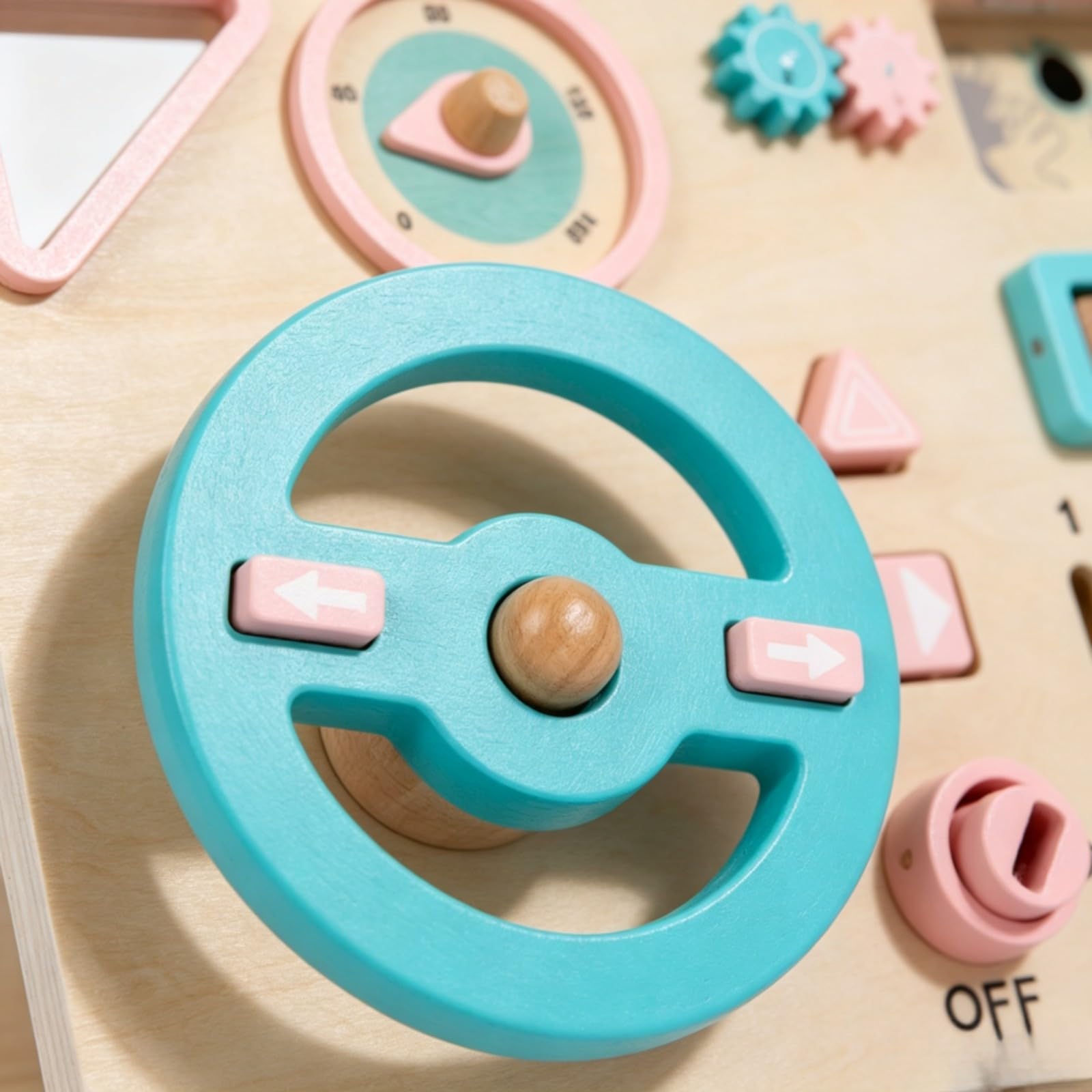 Tavola Educativo Educativo | Cruscotto Auto, Pannello Sensoriale in Legno, Robusto, Giocattolo con Attività, per Casa, Bambini