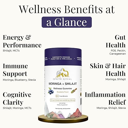 Miniatura 2 de Shilajit and Moringa Gummies Sabor Arándano  Aumenta la energía, la concentración y la vitalidad  75% ácido fúlvico  100% vegano, sin gluten, sin