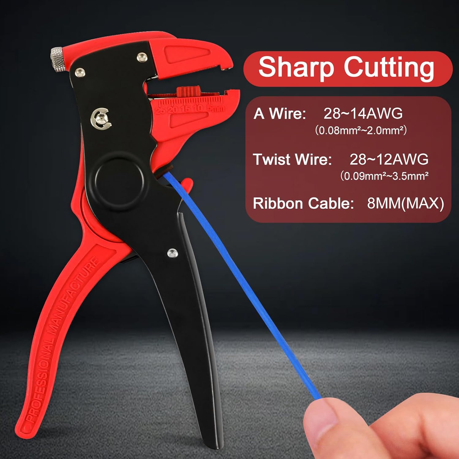 Automatic Wire Stripper Tool, 2 in 1 Quickstrip Cutter Strippers, Multifunctional 10-24 AWG Electrical Cable Stripping Tools, Needle Nose Pliers, Self Adjusting Quick Strip for Electrician, Black Red