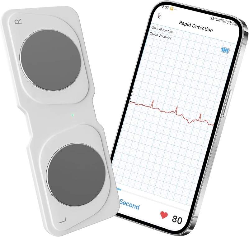 Portable ECG Monitor - Personal Heart Rhythm Tracker, 30-Second Instant Results, Portable Heart Monitor for Home and Travel Use, No Subscription