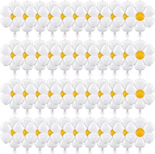 50 globos de flores de margaritas de 20 x 16 pulgadas, globos de papel de aluminio con flores para decoración de fiestas, cumpleaños, baby shower,