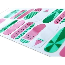TOUGH GIRLS | 20 Exquisite Gel Nail Polish Strips w/Application Accessories - No UV/LED Lamp Required (Watermelon)