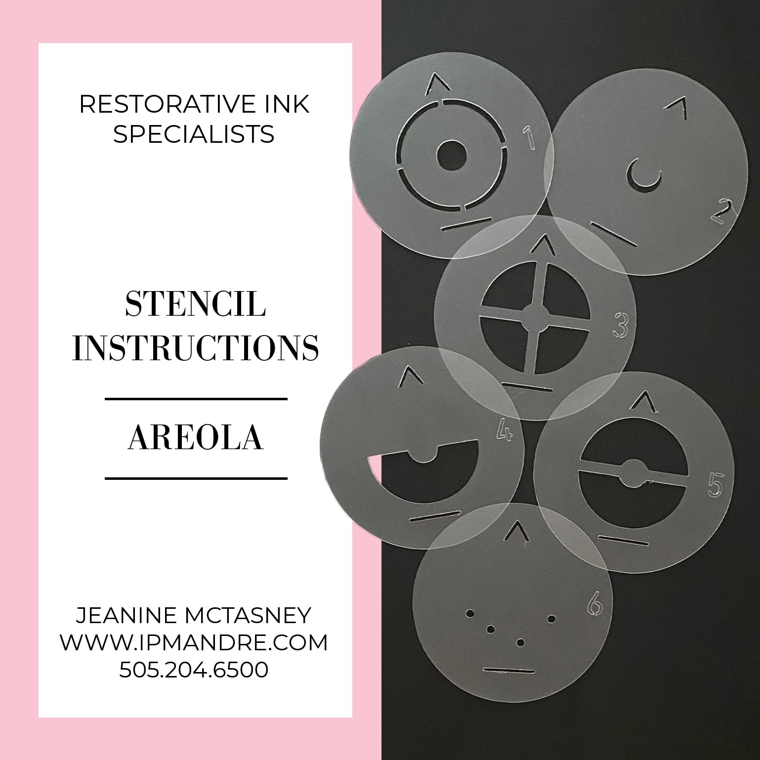 Restorative Ink Specialists Nipple and Areola Stencil Design Kit, Clear