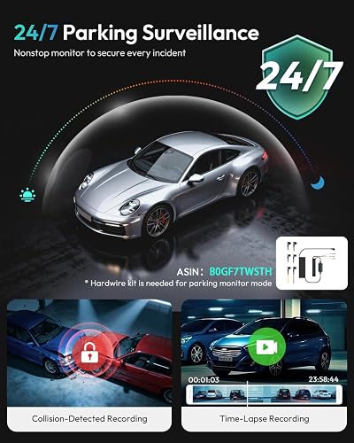 BOTSLAB 4K Dash Cam Front and Rear, 5.8GHz WiFi Dashcam, Car Camera Dash Cam GPS with 64GB SD Card, WDR Night Vision, ADAS, 170°Wide Angle, 24/7 Parking Mode, Emergency Recording,APP Control,Max 256GB - 6
