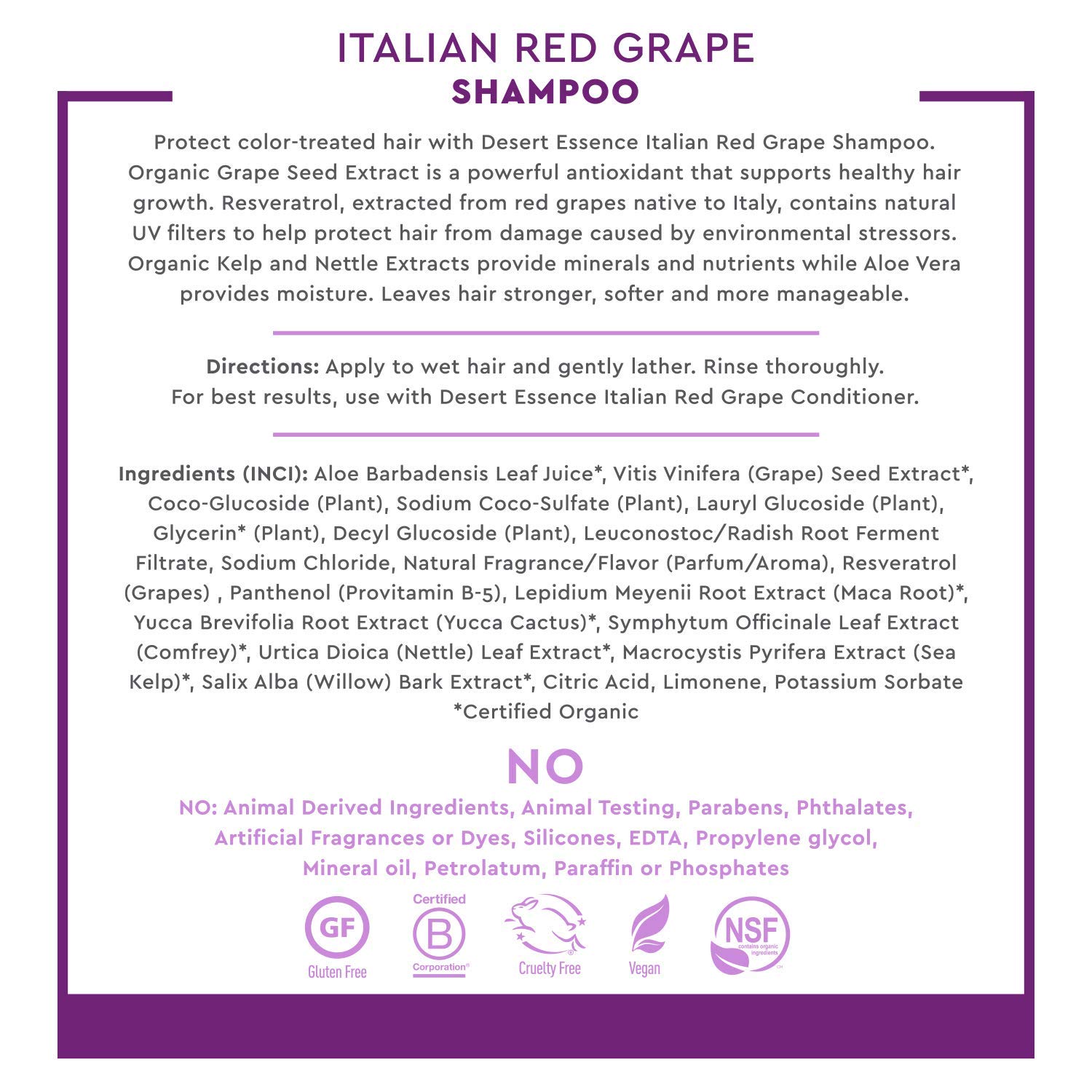 Desert Essence Italian Red Grape Shampoo 235 ml, 237 ml (Pack of 1) - Image 3
