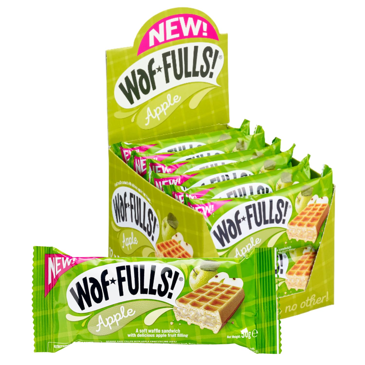 Apple Waffles (12x 50g) - Soft Waffle Sandwich Breakfast Snacks Ready to Eat Snack for Kids and Adults Apple Snack Bars Individually Wrapped Waffles Snacks Bulk Christmas Gifts