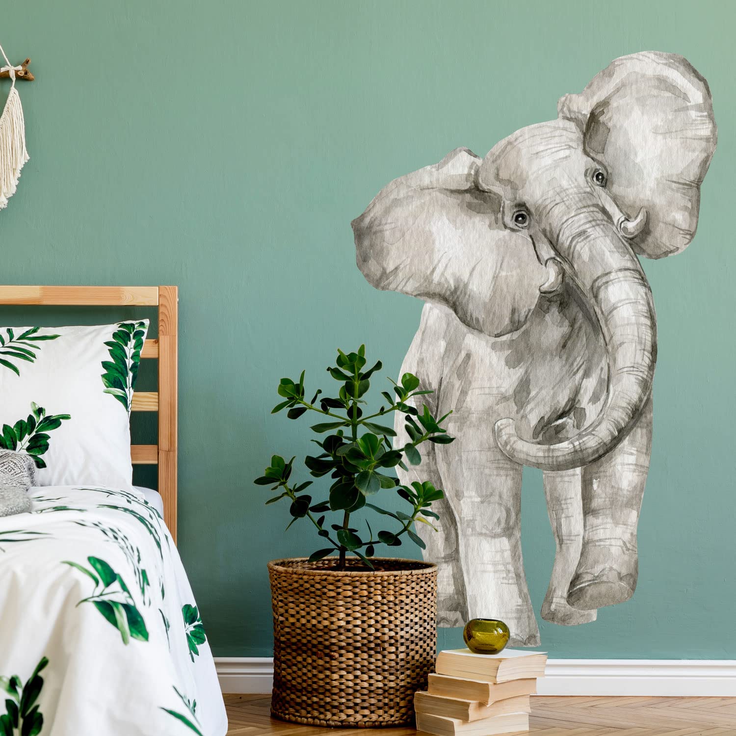 Stickerscape Elephant Wall Stickers (Watercolour Elephant - Large) | Safari Jungle Wall Stickers for a Children's Bedroom or Nursery | Easy to Apply and Cleanly Removable
