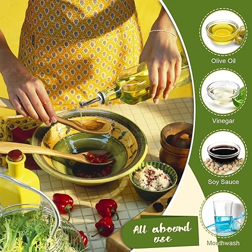 Miniatura 5 de Botella dispensadora de aceite de oliva, botella de aceite y vinagre de 17 onzas, recipiente cuadrado alto de aceite de vidrio con 2 vertedores de