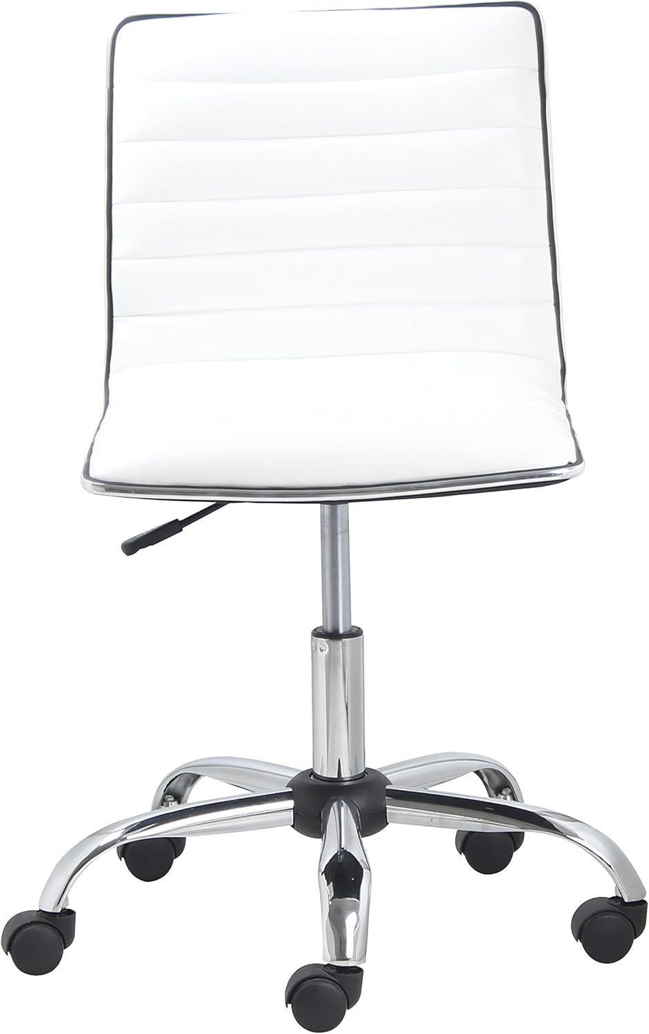 BTEXPERT BTExpert Swivel Mid Back Armless Ribbed Designer Task Chair Leather Soft Upholstery Office Chair - White