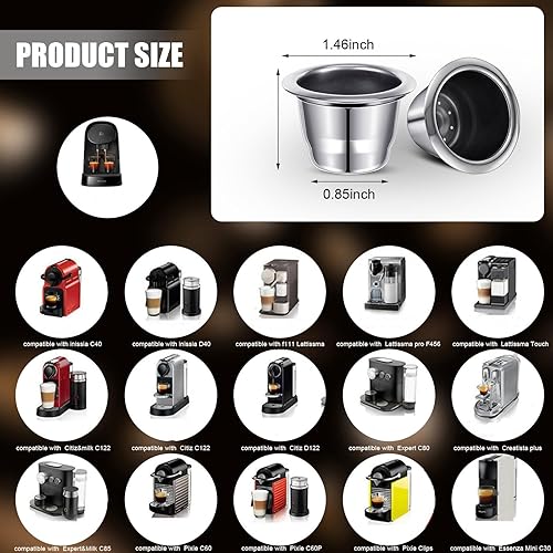 Miniatura 3 de Cápsulas de café reutilizables de acero inoxidable, recargables, cápsulas de café reutilizables con sellos de papel de aluminio, tapas adhesivas