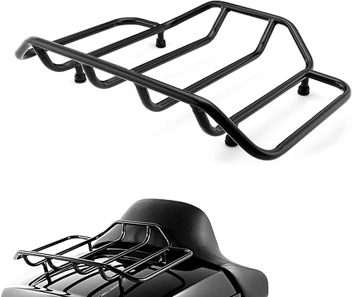 Portaequipajes negro bruto compatible con el portaequipajes Harley Tour-Pak para Touring 1984-2022