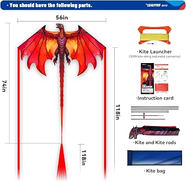 SGftre Drachen für Kinder und Erwachsene Adlerdrachen für Jungen und Mädchen Einfach zu Fliegen für Anfänger Drachenspielzeug für Strandausflüge Park-Outdoor