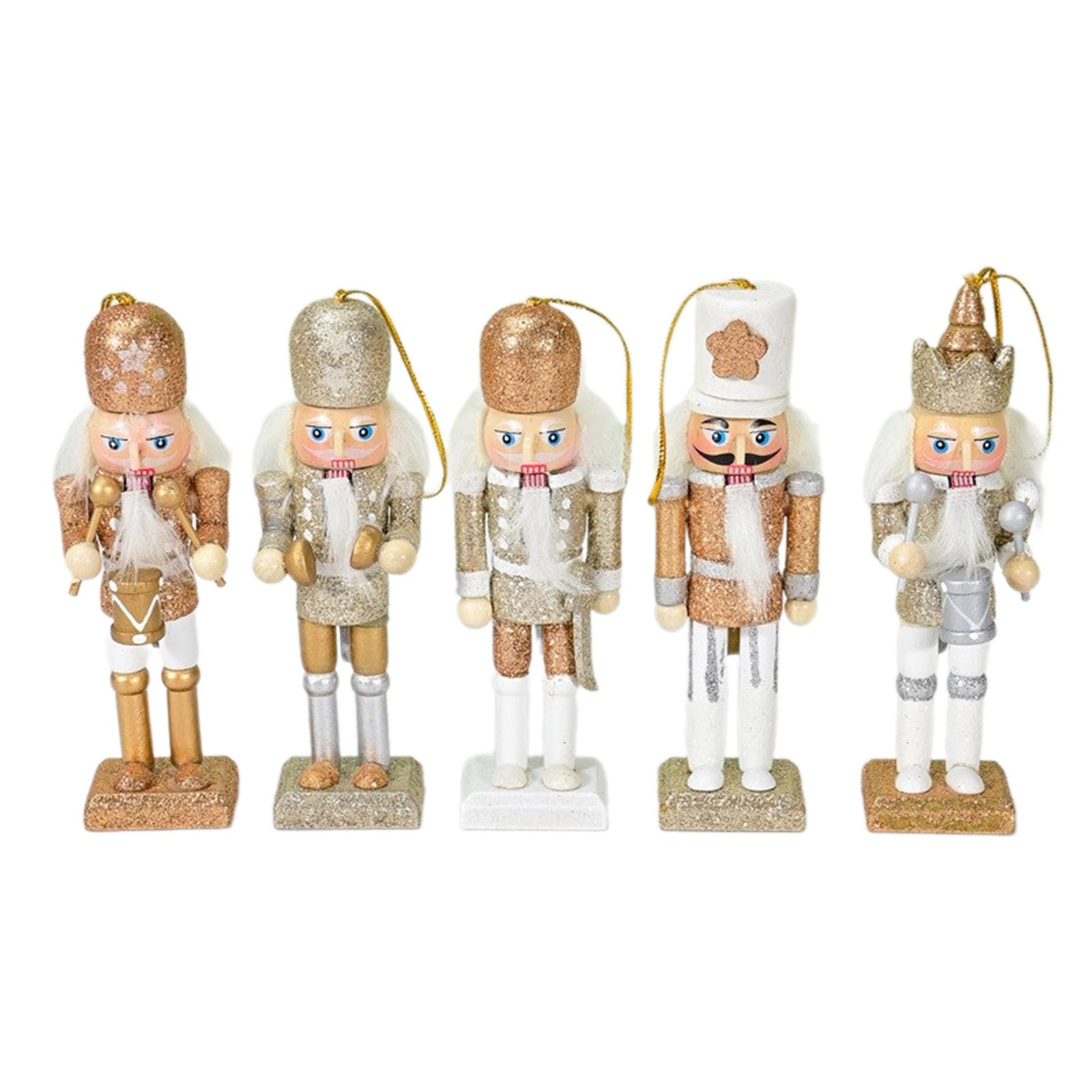 carotoe Stylish Nutcrackers Display Ornament Unique Wood Nutcrackers Desk Decoration with Gold and Silver Highlight for Party Unique Designs