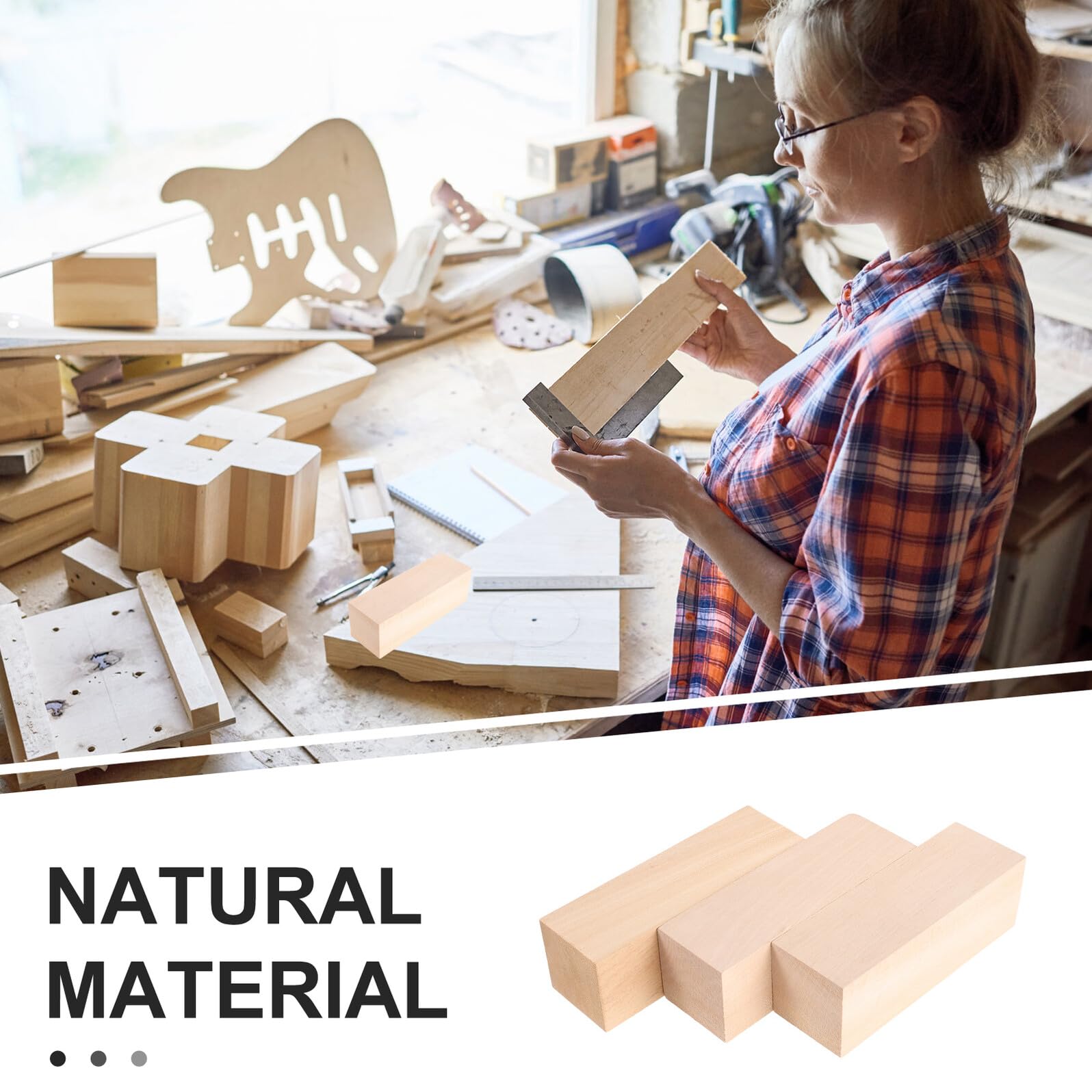 FUOYLOO 6 Szt. Sztuk Naturalnych Drewnianych Bloków Do Rzeźbienia z Basswood Prostokątne Wygładzone Klocki Drewniane Surowe Kostki Do Dekoracji i Projektów Artystycznych Hobbystów i