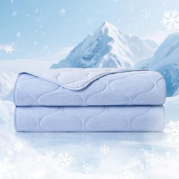 Cozy Bliss Cooling Blanket for Hot Sleepers, Throw 50"70", Cool Blue