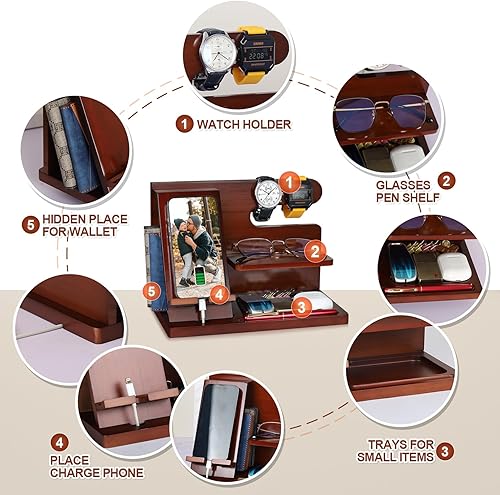 Miniatura 4 de Regalos para papá, rellenos de calcetines de Navidad para papá, estación de acoplamiento de teléfono de madera, regalos de cumpleaños para el día