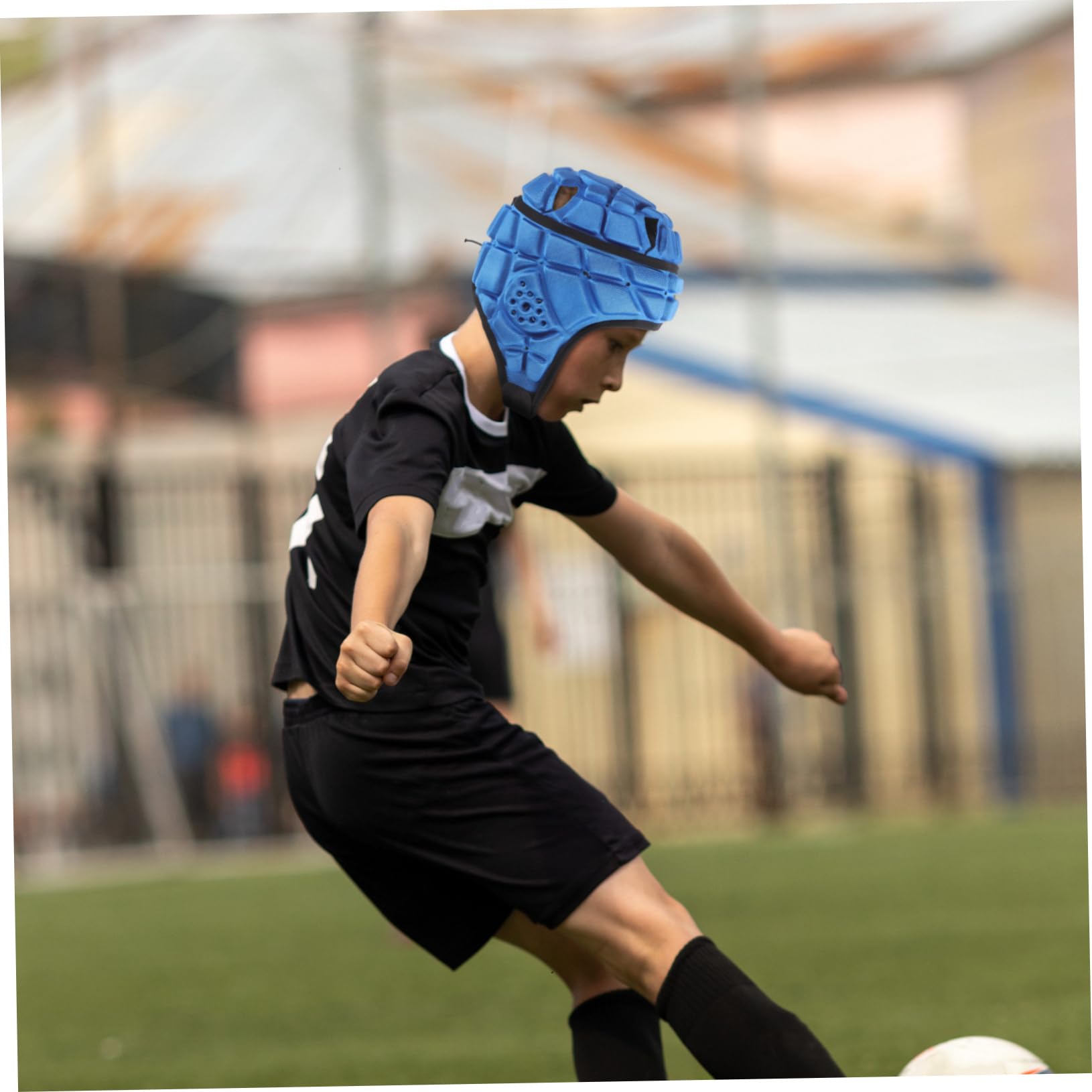 Yardwe 3 Casco Sportivo per Protezione Eva per Calcio Rugby Facile Riporre Adatto per Anni Blu