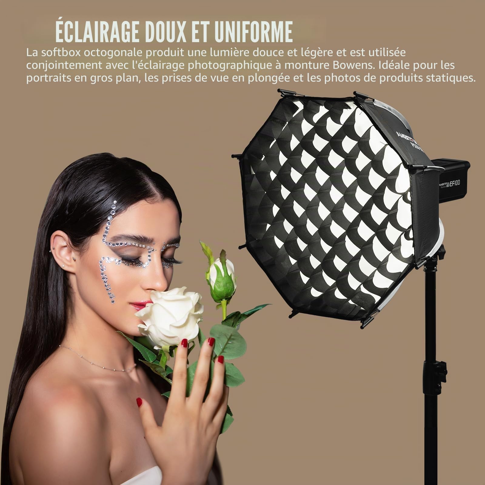 AMBITFUL Mini boîte à lumière à libération Rapide avec Support Bowens, Pliable, configurée avec diffuseurs, Grille nid d'abeille, Sac de Rangement