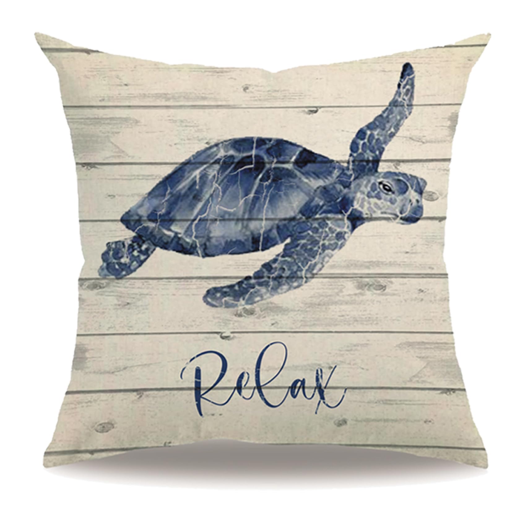 7COLORROOM Sea Life Pillow Covers Double-Sided Printed Wood Grain Sea Animals Sea Turtle Cushion Cover Summer Coastal Ocean Theme Home Farmhouse