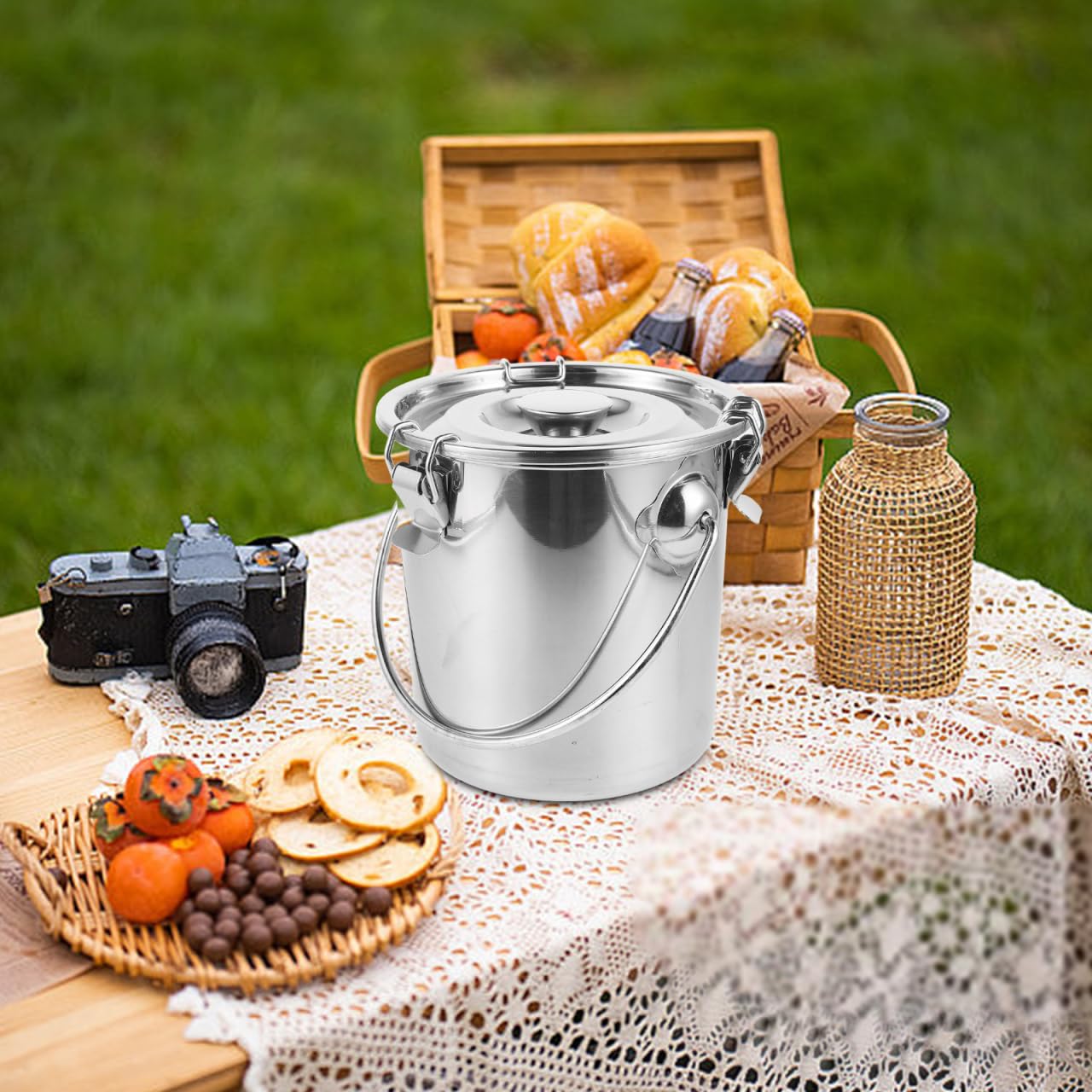 OUNONA Recipiente de almacenamiento sellado de acero inoxidable 3L con tapa segura Tarro de almacenamiento hermético para alimentos, café y almacenamiento doméstico