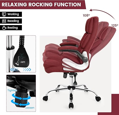 Miniatura 5 de COSTWAY Silla ergonómica de oficina en casa, silla de escritorio para computadora grande y alta con respaldo ajustable de inclinación y reposabrazos