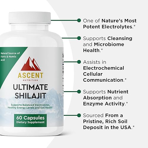 Miniatura 3 de Ascent Nutrition Ultimate Shilajit  Fuente natural de ácido fúlvico y húmico  60 cápsulas