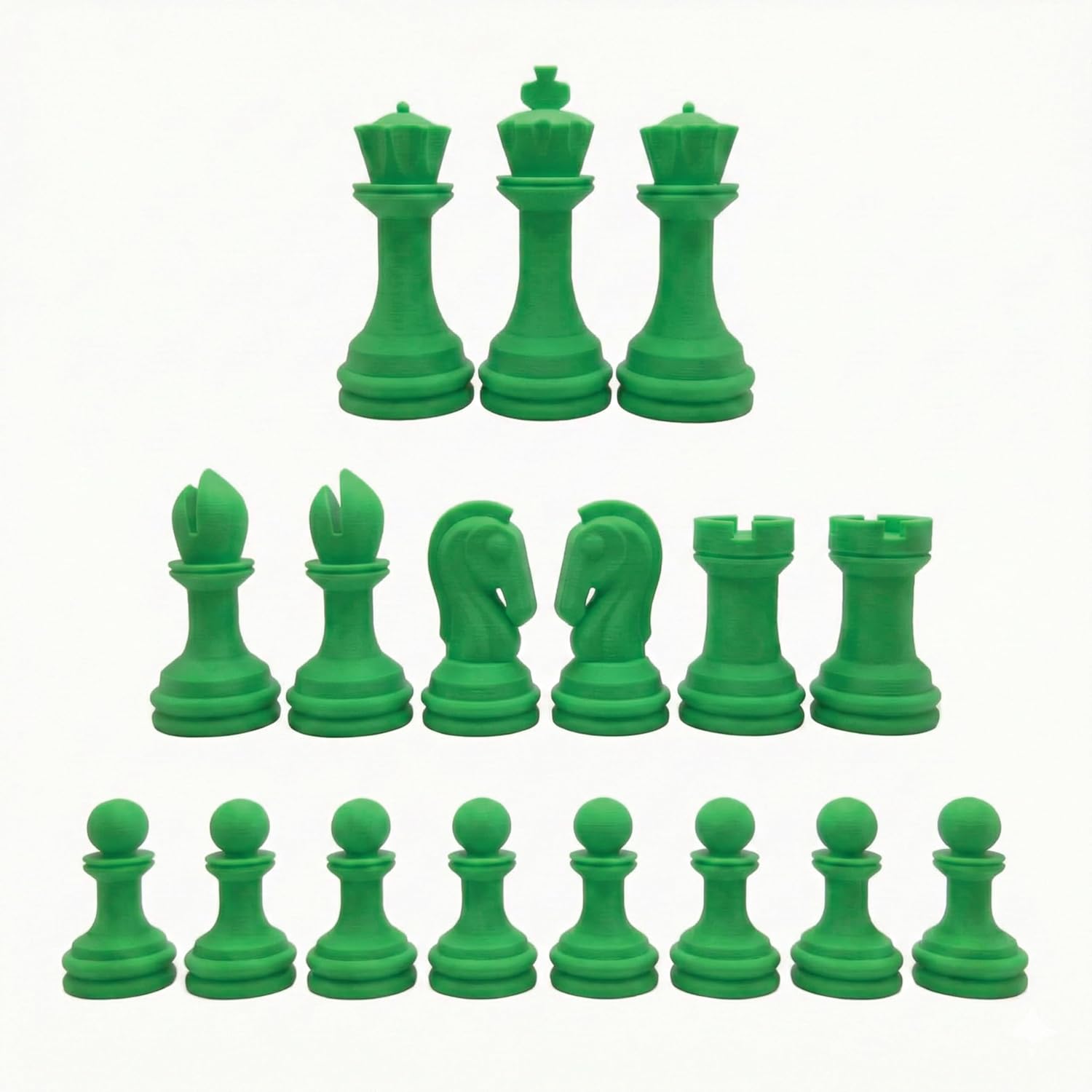 Staunton Tournament Chess Pieces (95 mm) 3.75 Inch King 17 Plastic Pieces - Half Set with Extra Queens - Bright Color Unweighted Chess Pieces Made in The U.S.A. (Green)