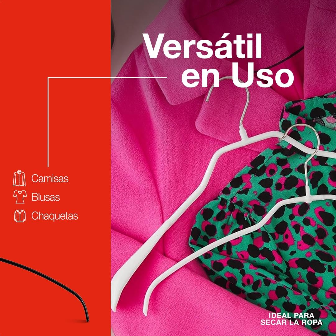 MAWA Perchas, Set de 20 Perchas Ahorra Espacio y Antideslizantes, Gancho Giratorio 360°, Ideales para Blusas, Camisas y Camisetas, 36 cm, Blanco, Fabricadas en Alemania