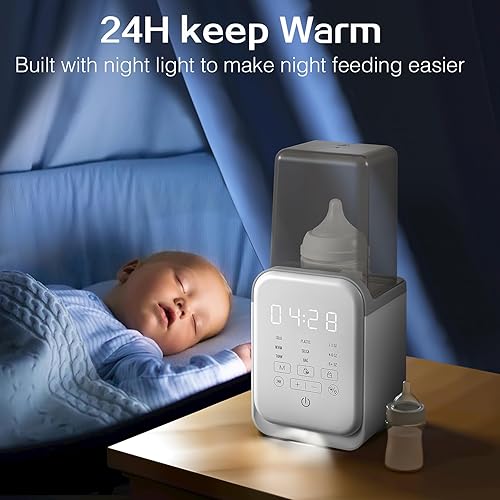 Miniatura 5 de Calentador de biberones rápido 10 en 1 para leche materna y fórmula, calentador de leche para bebés con control inteligente de temperatura y luz